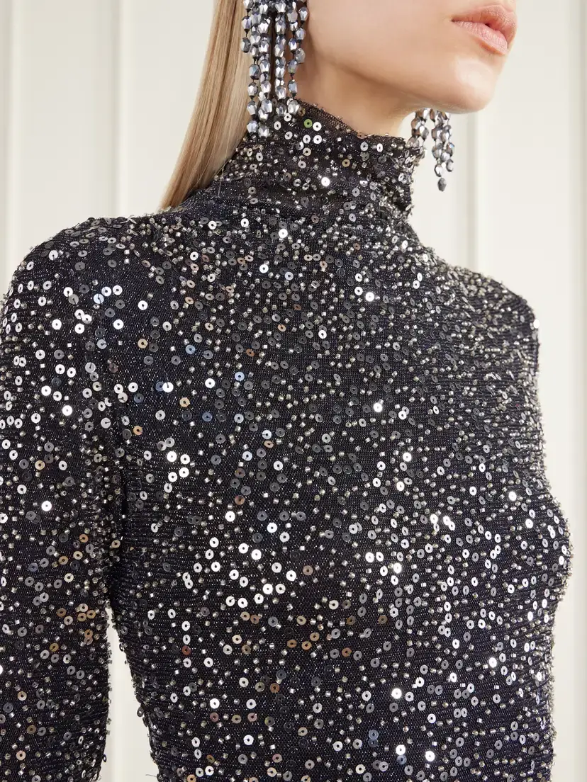 Marant Étoile Lou Sequin-embellished Tulle Turtleneck Blouse | Thumbnail 5