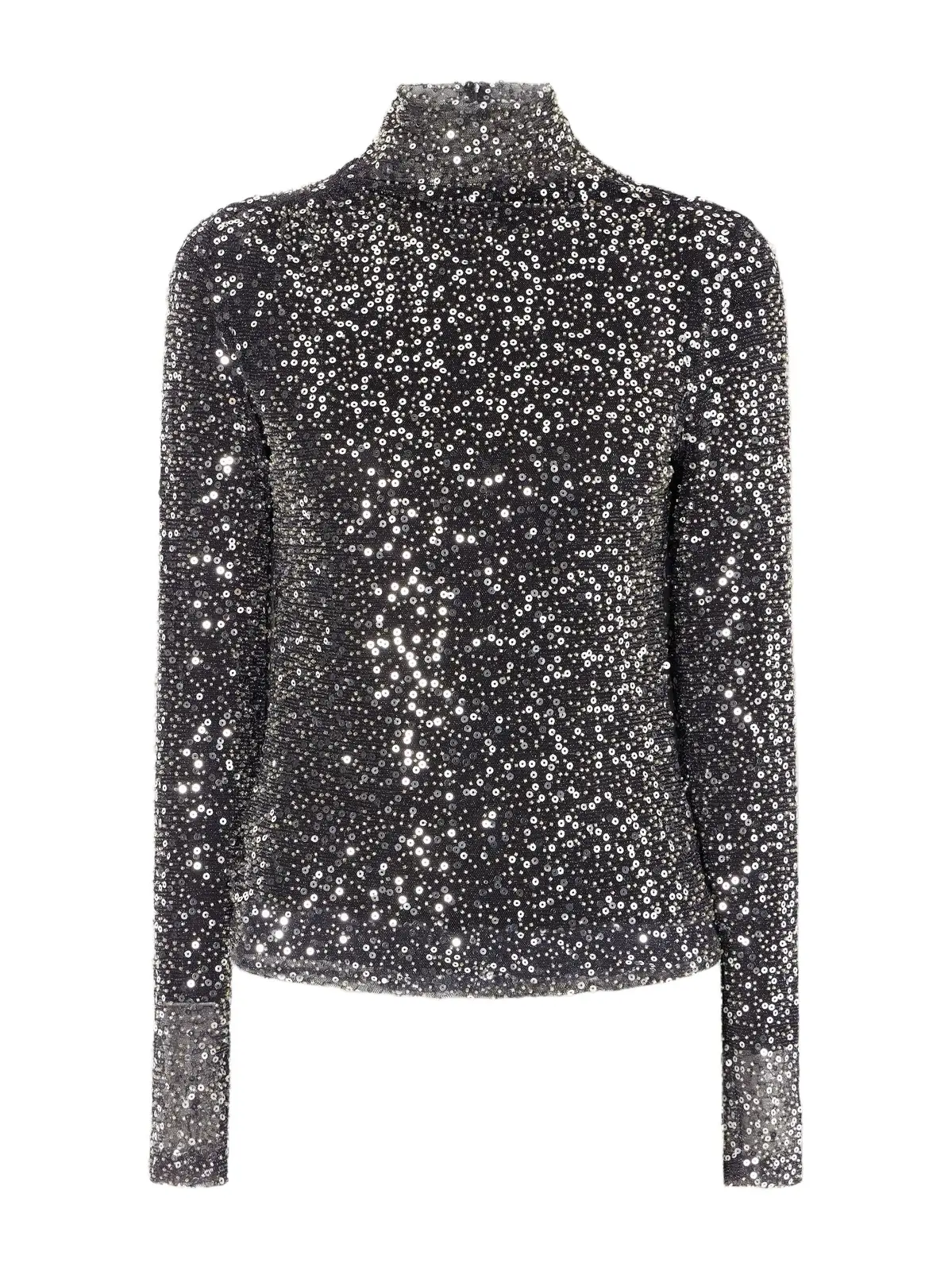 Lou Sequin-embellished Tulle Turtleneck Blouse