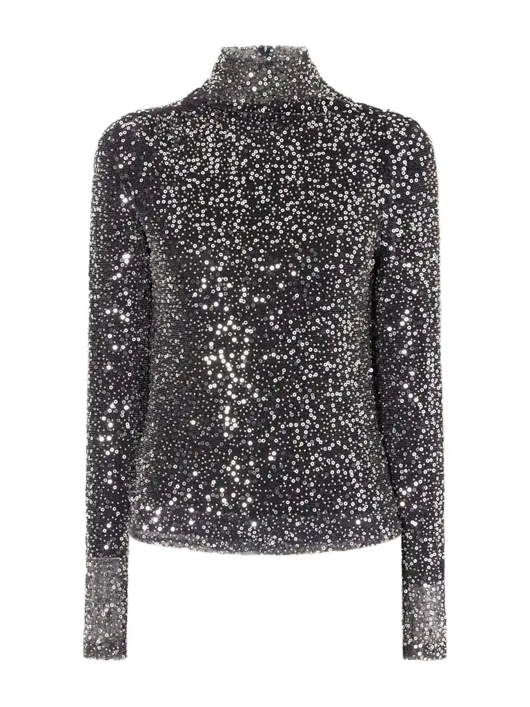 Marant Étoile Lou Sequin-embellished Tulle Turtleneck Blouse