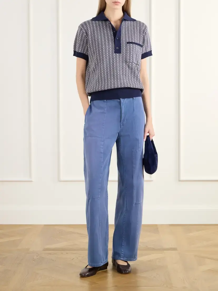 ALIX OF BOHEMIA Lessi Jacquard-knit Cotton Polo Shirt | Thumbnail 2 ALIX OF BOHEMIA Lessi Jacquard-knit Cotton Polo Shirt | Thumbnail 2