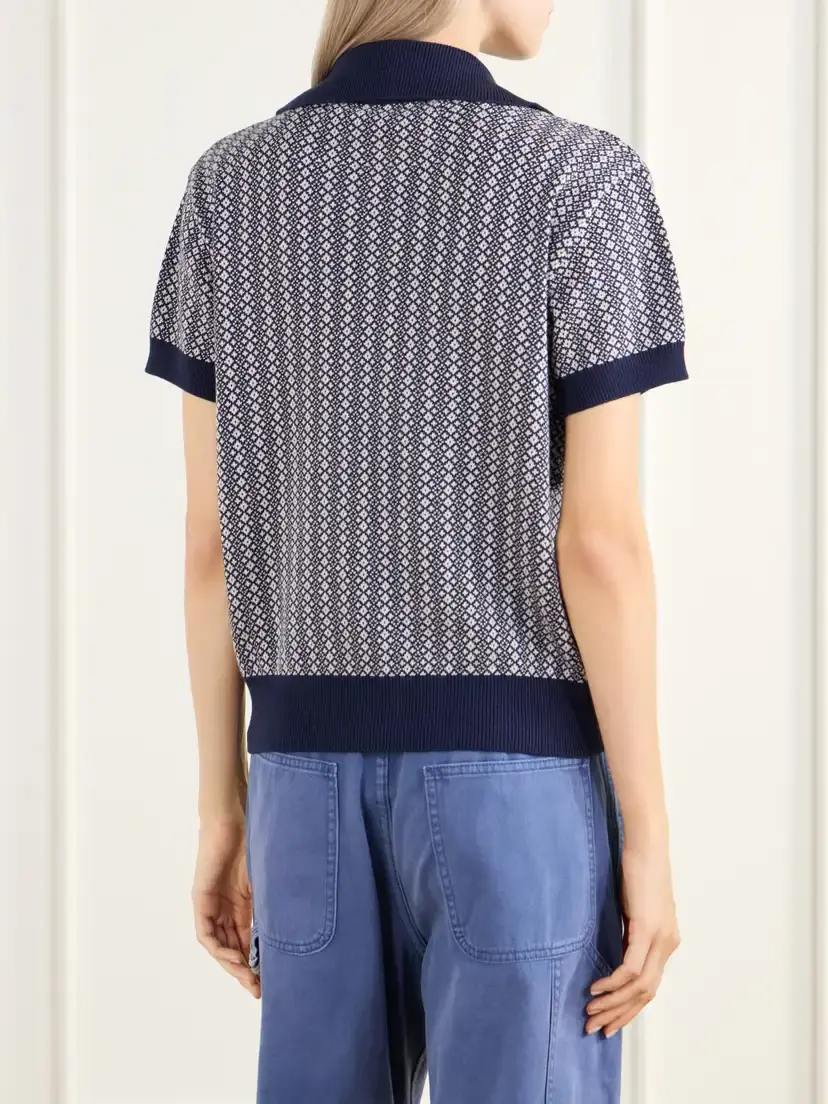 ALIX OF BOHEMIA Lessi Jacquard-knit Cotton Polo Shirt | Thumbnail 3 ALIX OF BOHEMIA Lessi Jacquard-knit Cotton Polo Shirt | Thumbnail 3
