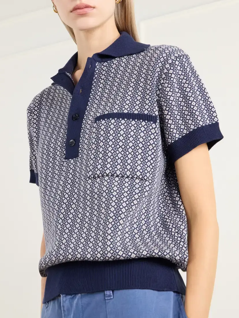 ALIX OF BOHEMIA Lessi Jacquard-knit Cotton Polo Shirt | Thumbnail 4 ALIX OF BOHEMIA Lessi Jacquard-knit Cotton Polo Shirt | Thumbnail 4