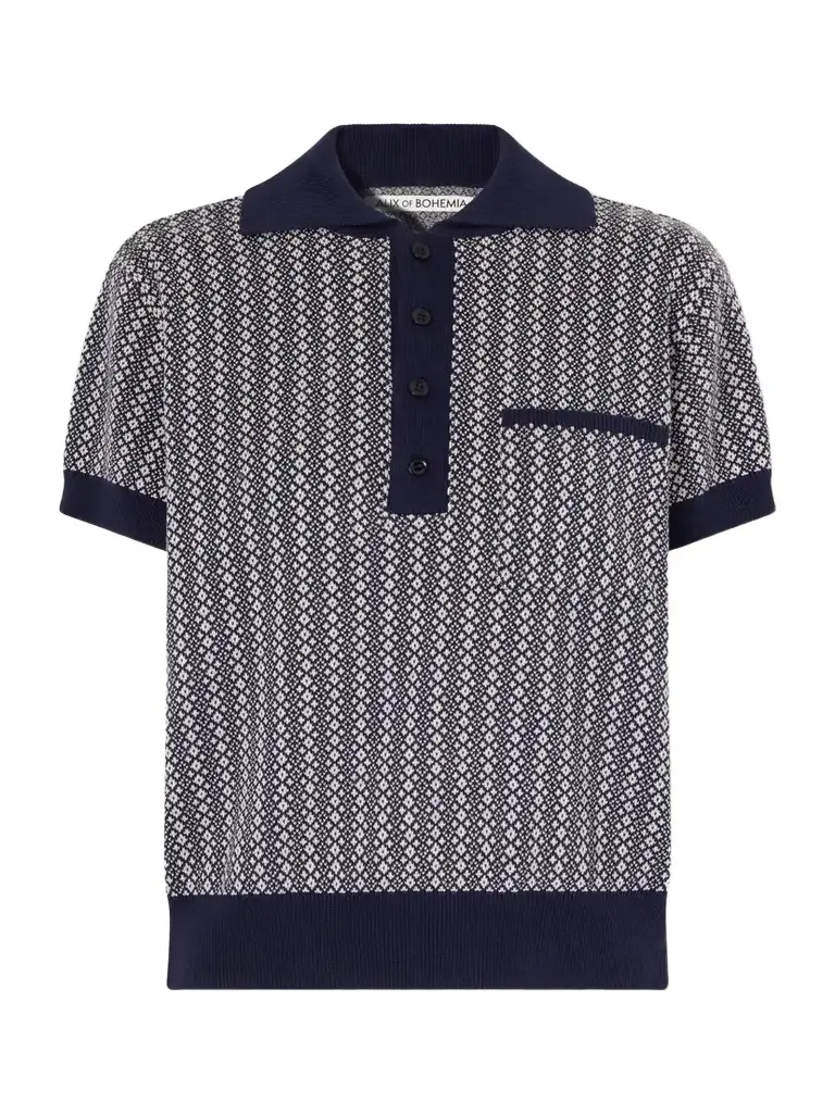 ALIX OF BOHEMIA Lessi Jacquard-knit Cotton Polo Shirt