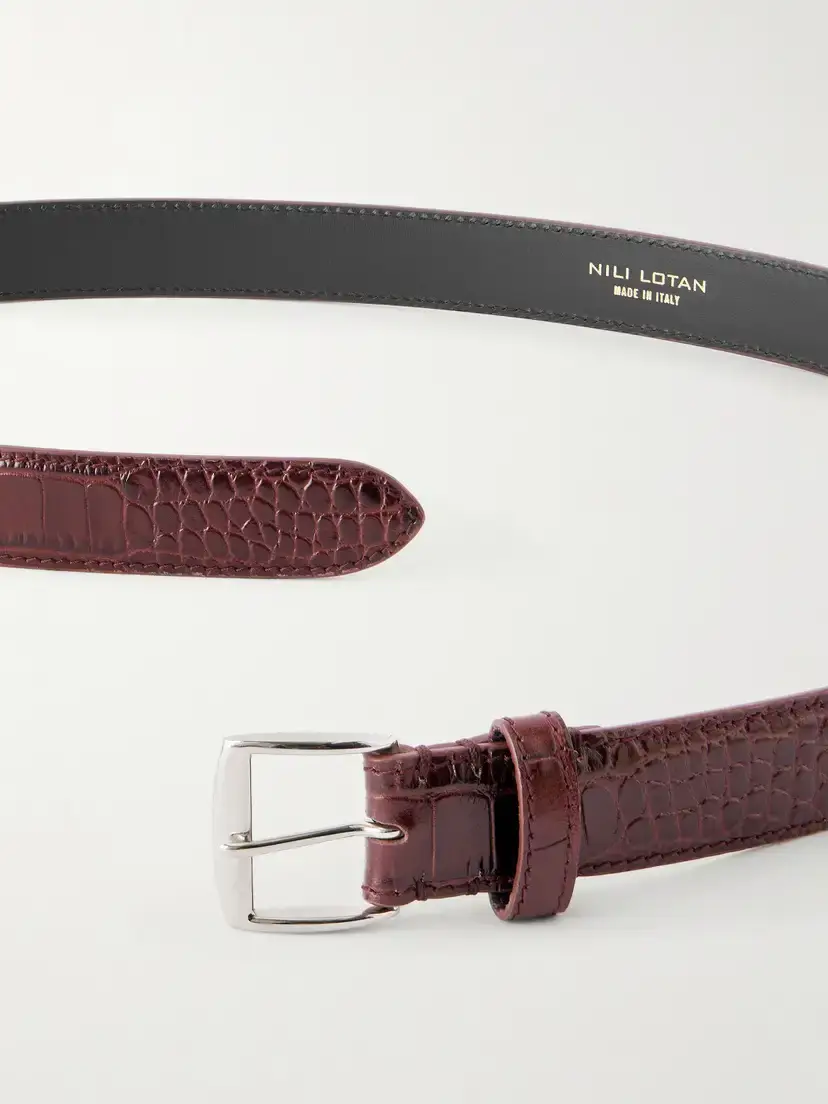 Nili Lotan Sloane Croc-effect Leather Belt | Thumbnail 3