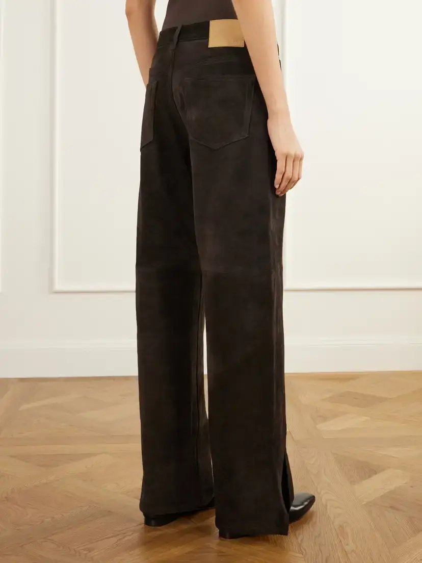 B SIDES Charlot Split Hem Suede Mid-rise Wide-leg Jeans | Thumbnail 4 B SIDES Charlot Split Hem Suede Mid-rise Wide-leg Jeans | Thumbnail 4