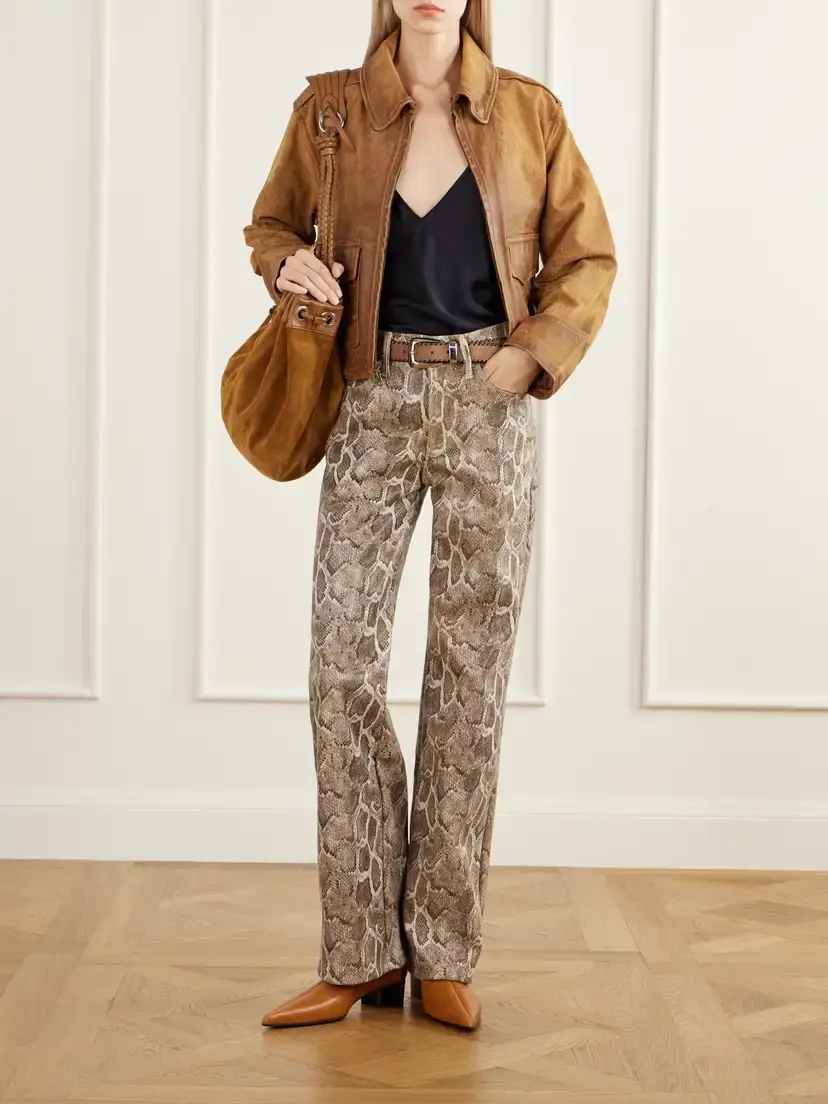 Mother The Maven Sneak Coated Snake-effect Leather-blend Wide-leg Pants | Thumbnail 2 Mother The Maven Sneak Coated Snake-effect Leather-blend Wide-leg Pants | Thumbnail 2