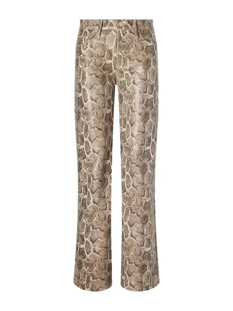 Mother The Maven Sneak Coated Snake-effect Leather-blend Wide-leg Pants