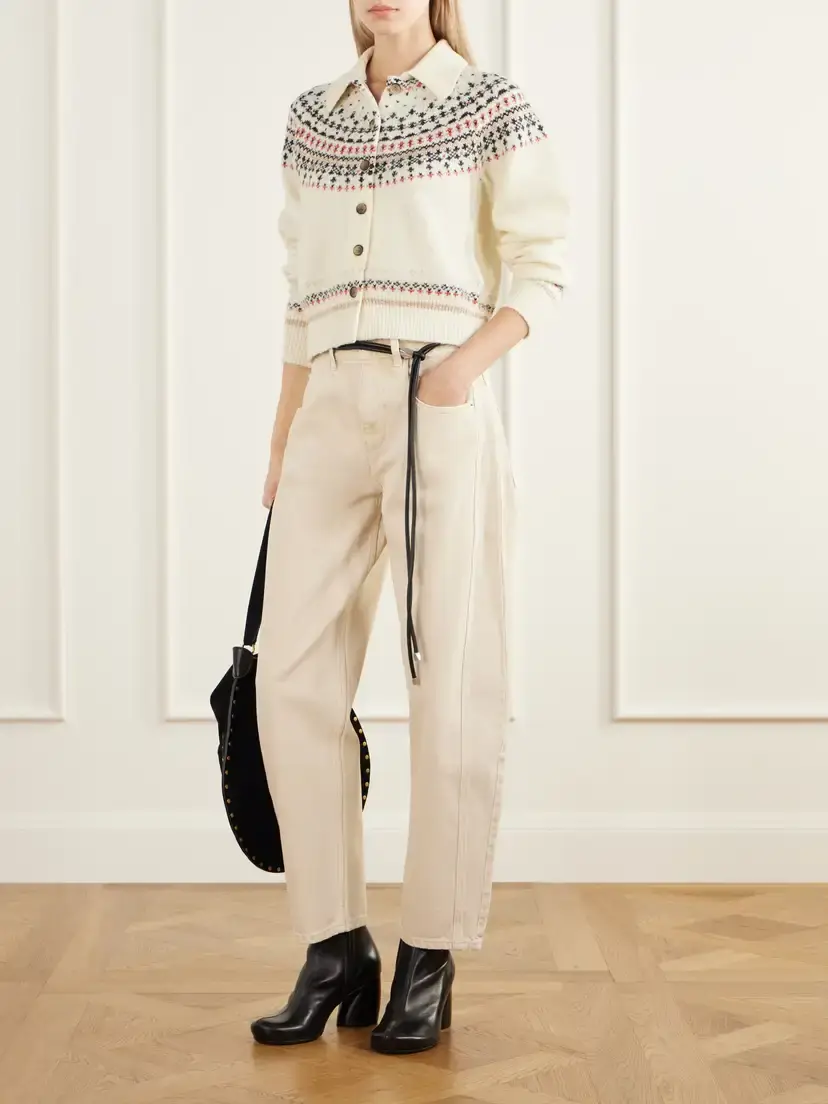 Marant Étoile Zoe Cropped Fair Isle Rib-trimmed Knitted Cardigan | Thumbnail 2 Marant Étoile Zoe Cropped Fair Isle Rib-trimmed Knitted Cardigan | Thumbnail 2