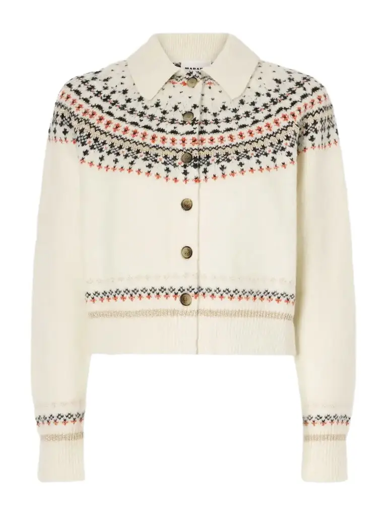 Zoe Cropped Fair Isle Rib-trimmed Knitted Cardigan Zoe Cropped Fair Isle Rib-trimmed Knitted Cardigan