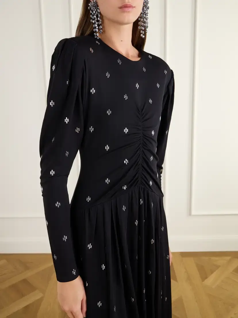 Isabel Marant Mazia Embellished Ruched Jersey Midi Dress | Thumbnail 4 Isabel Marant Mazia Embellished Ruched Jersey Midi Dress | Thumbnail 4