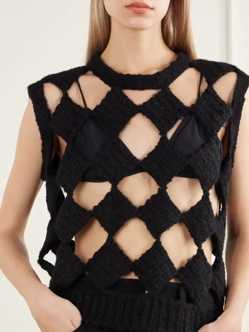 Rick Owens Sarutanya Macrame Cashmere And Silk-blend Vest - Black | Thumbnail 5 Rick Owens Sarutanya Macrame Cashmere And Silk-blend Vest - Black | Thumbnail 5