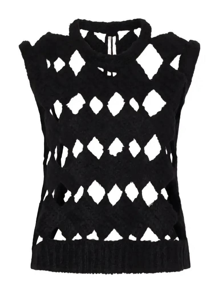 Rick Owens Sarutanya Macrame Cashmere And Silk-blend Vest - Black