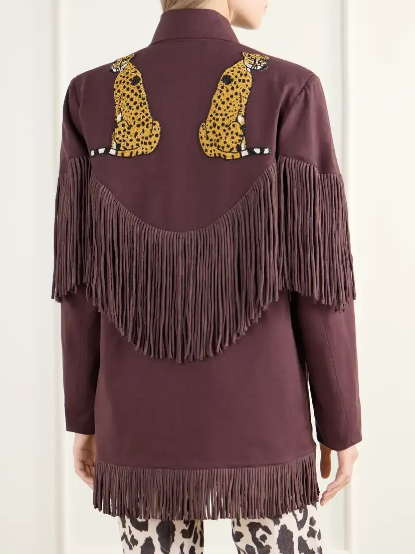 ALIX OF BOHEMIA Bead-embellished Fringe-trimmed Cotton-twill Jacket | Thumbnail 4 ALIX OF BOHEMIA Bead-embellished Fringe-trimmed Cotton-twill Jacket | Thumbnail 4