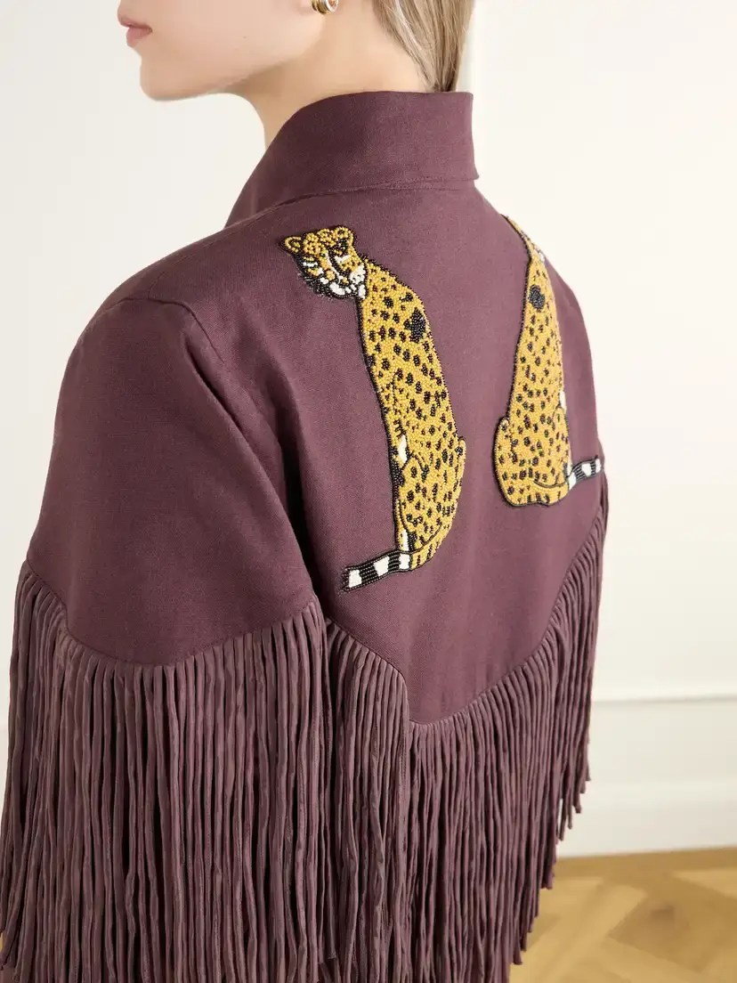 ALIX OF BOHEMIA Bead-embellished Fringe-trimmed Cotton-twill Jacket | Thumbnail 6 ALIX OF BOHEMIA Bead-embellished Fringe-trimmed Cotton-twill Jacket | Thumbnail 6