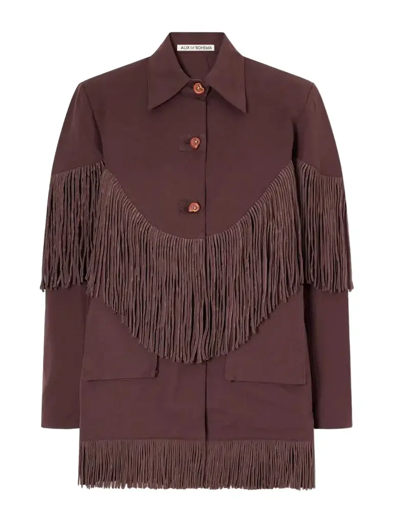 ALIX OF BOHEMIA Bead-embellished Fringe-trimmed Cotton-twill Jacket