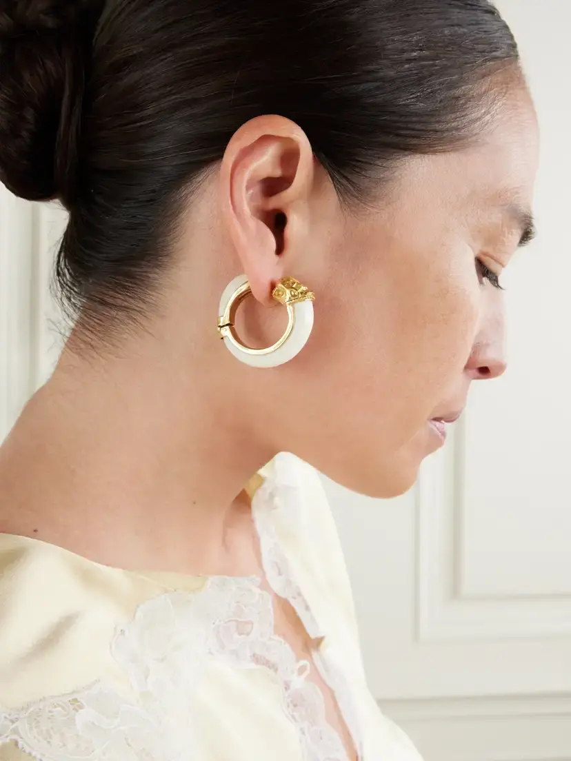 Eleuteri + Lalaounis Vintage 1970s Lion 18-karat Gold And Bone Earrings | Thumbnail 4