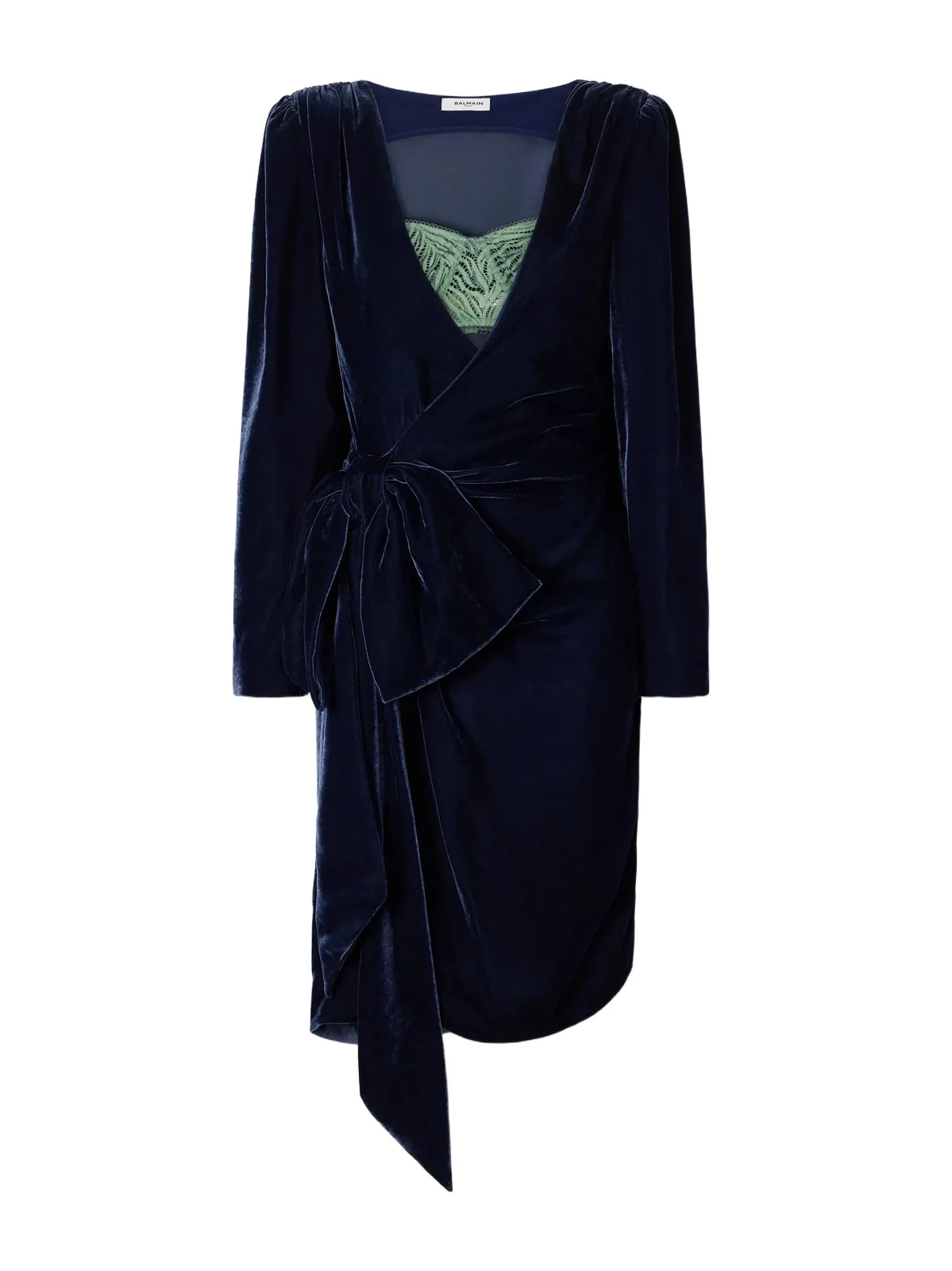 Bow-detailed Velvet Midi Dress