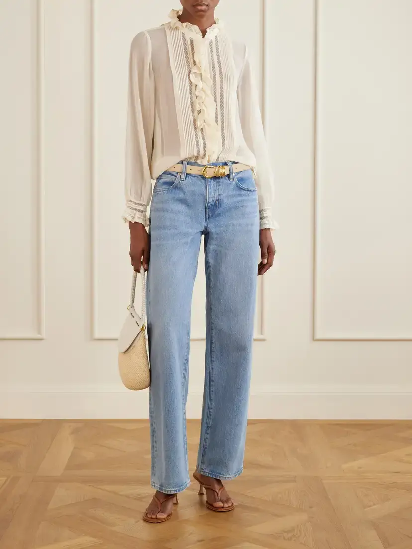 DÔEN Magdeleine Ruffled Lace-trimmed Silk-chiffon Blouse | Thumbnail 2 DÔEN Magdeleine Ruffled Lace-trimmed Silk-chiffon Blouse | Thumbnail 2