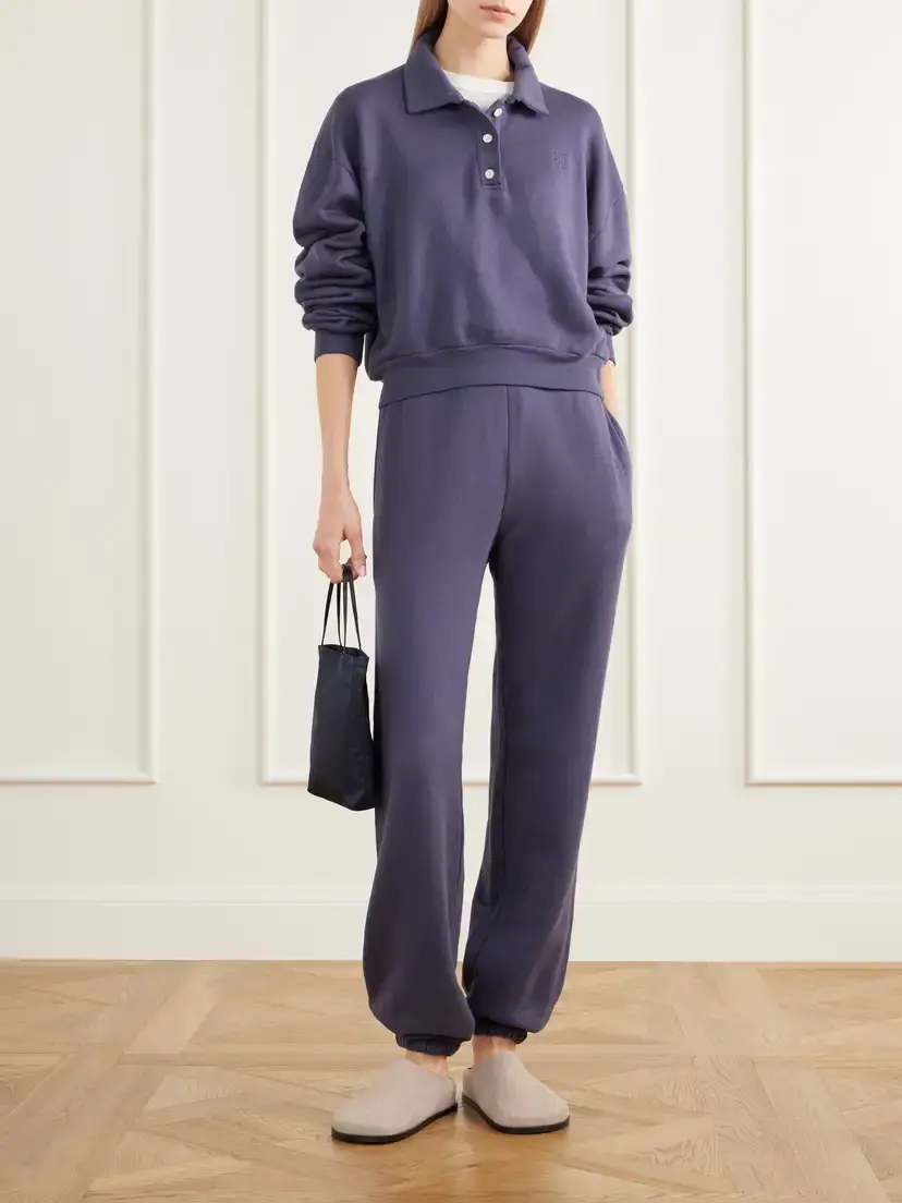 ÉTERNE Cropped Cotton And Modal-blend Terry Polo Sweatshirt | Thumbnail 2 ÉTERNE Cropped Cotton And Modal-blend Terry Polo Sweatshirt | Thumbnail 2