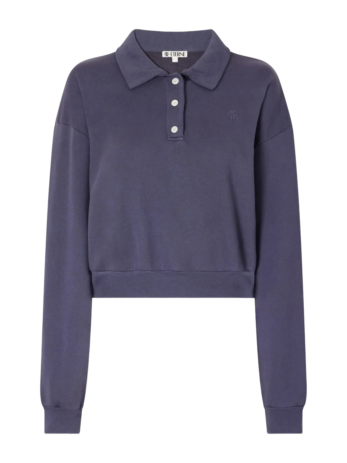 ÉTERNE Cropped Cotton And Modal-blend Terry Polo Sweatshirt