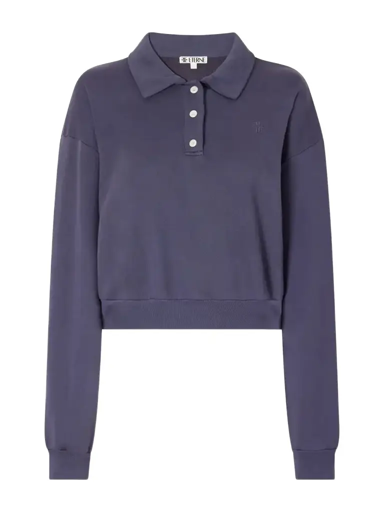 ÉTERNE Cropped Cotton And Modal-blend Terry Polo Sweatshirt