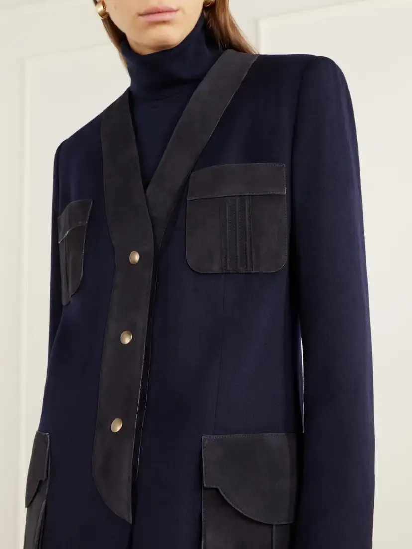 Giuliva Heritage The Liesel Suede-trimmed Cashmere-flannel Jacket | Thumbnail 5 Giuliva Heritage The Liesel Suede-trimmed Cashmere-flannel Jacket | Thumbnail 5