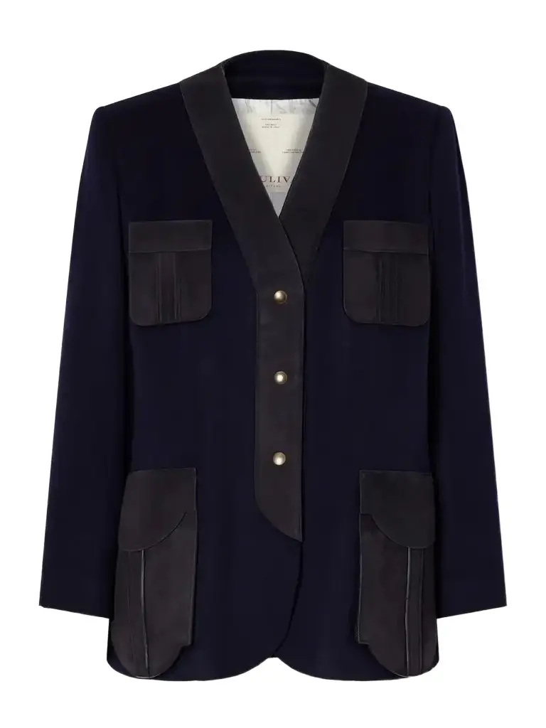 Giuliva Heritage The Liesel Suede-trimmed Cashmere-flannel Jacket