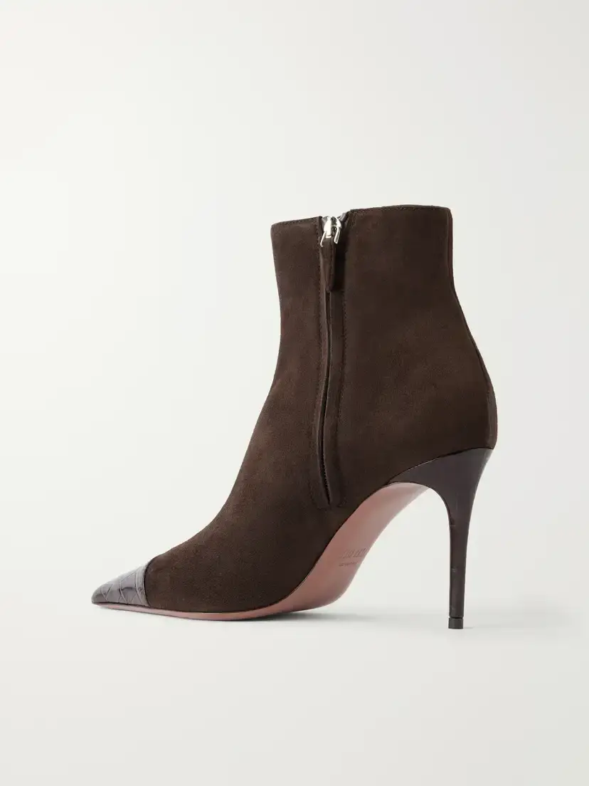 Paris Texas Vera 85 Croc-effect Leather-trimmed Suede Ankle Boots | Thumbnail 3 Paris Texas Vera 85 Croc-effect Leather-trimmed Suede Ankle Boots | Thumbnail 3