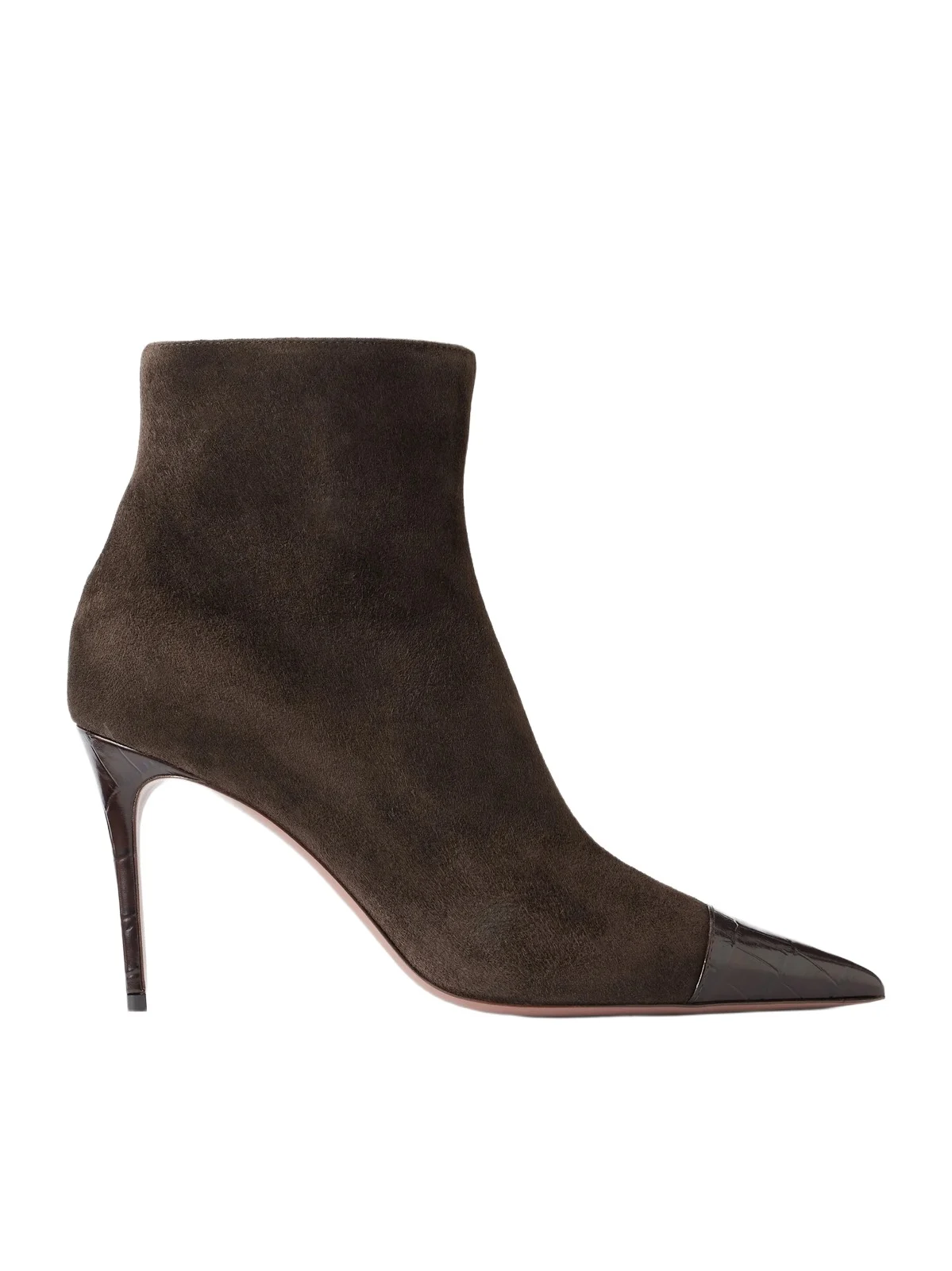 Paris Texas Vera 85 Croc-effect Leather-trimmed Suede Ankle Boots