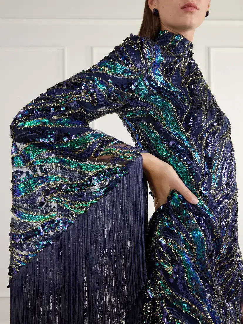 Taller Marmo Disco Dragon Sequin-embellished Fringe-trimmed Mesh Mini Dress | Thumbnail 4 Taller Marmo Disco Dragon Sequin-embellished Fringe-trimmed Mesh Mini Dress | Thumbnail 4