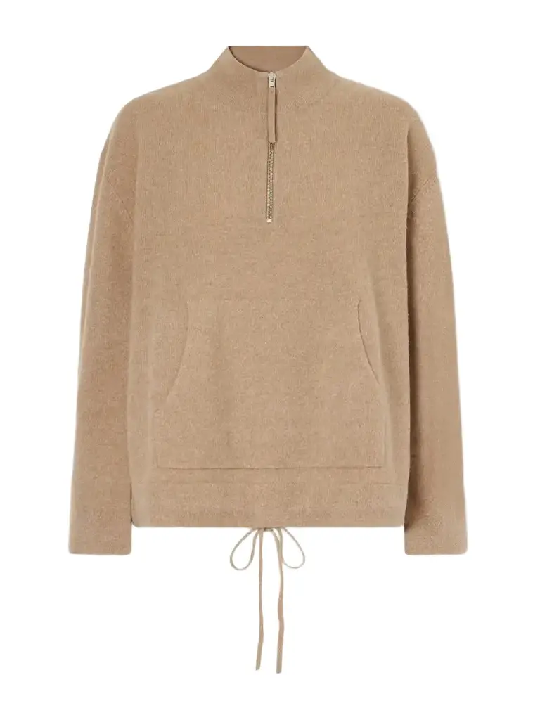 LESET Jesse Drawstring Wool Half-zip Sweatshirt