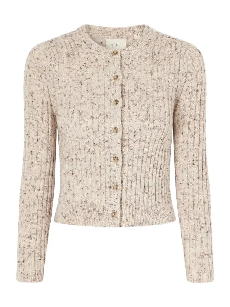 DÔEN Danae Ribbed Wool And Silk-blend Mélange Cardigan