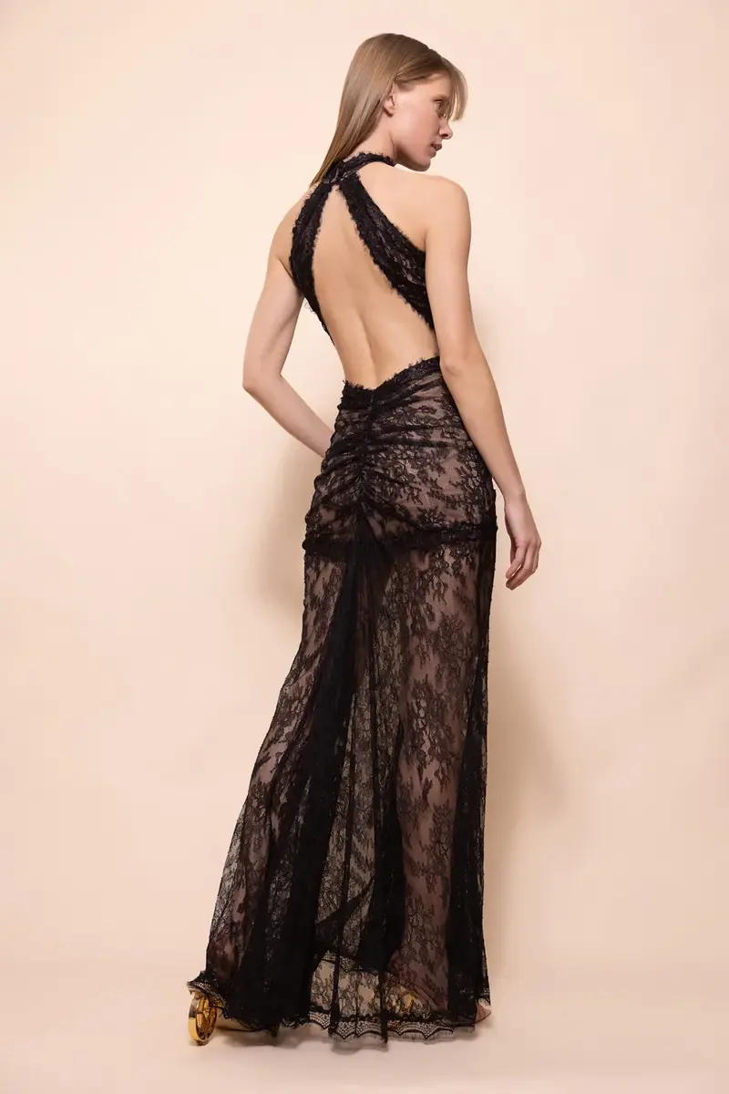 PatBo BIANCA LACE DRAPED HALTER GOWN | Thumbnail 5