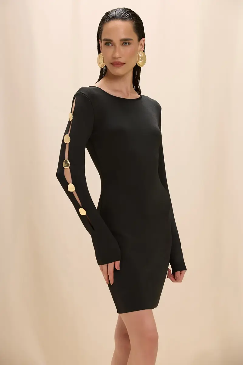 PatBo BIBI KNIT LONG SLEEVE MINI DRESS