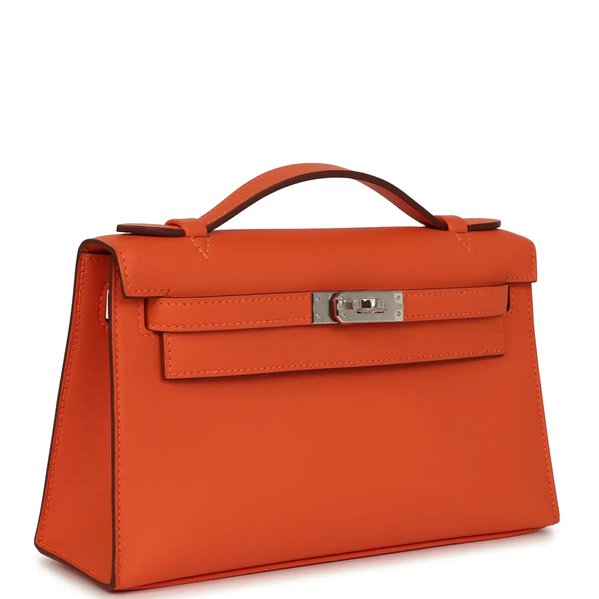 HERMÈS Hermes Kelly Pochette Tangerine Swift Palladium Hardware | Thumbnail 2 HERMÈS Hermes Kelly Pochette Tangerine Swift Palladium Hardware | Thumbnail 2