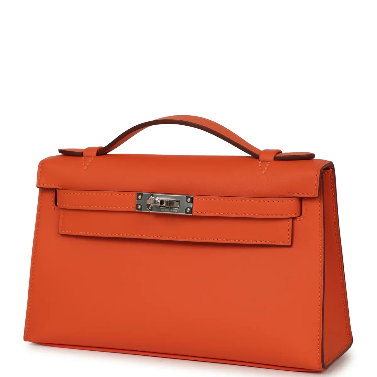 HERMÈS Hermes Kelly Pochette Tangerine Swift Palladium Hardware | Thumbnail 5 HERMÈS Hermes Kelly Pochette Tangerine Swift Palladium Hardware | Thumbnail 5