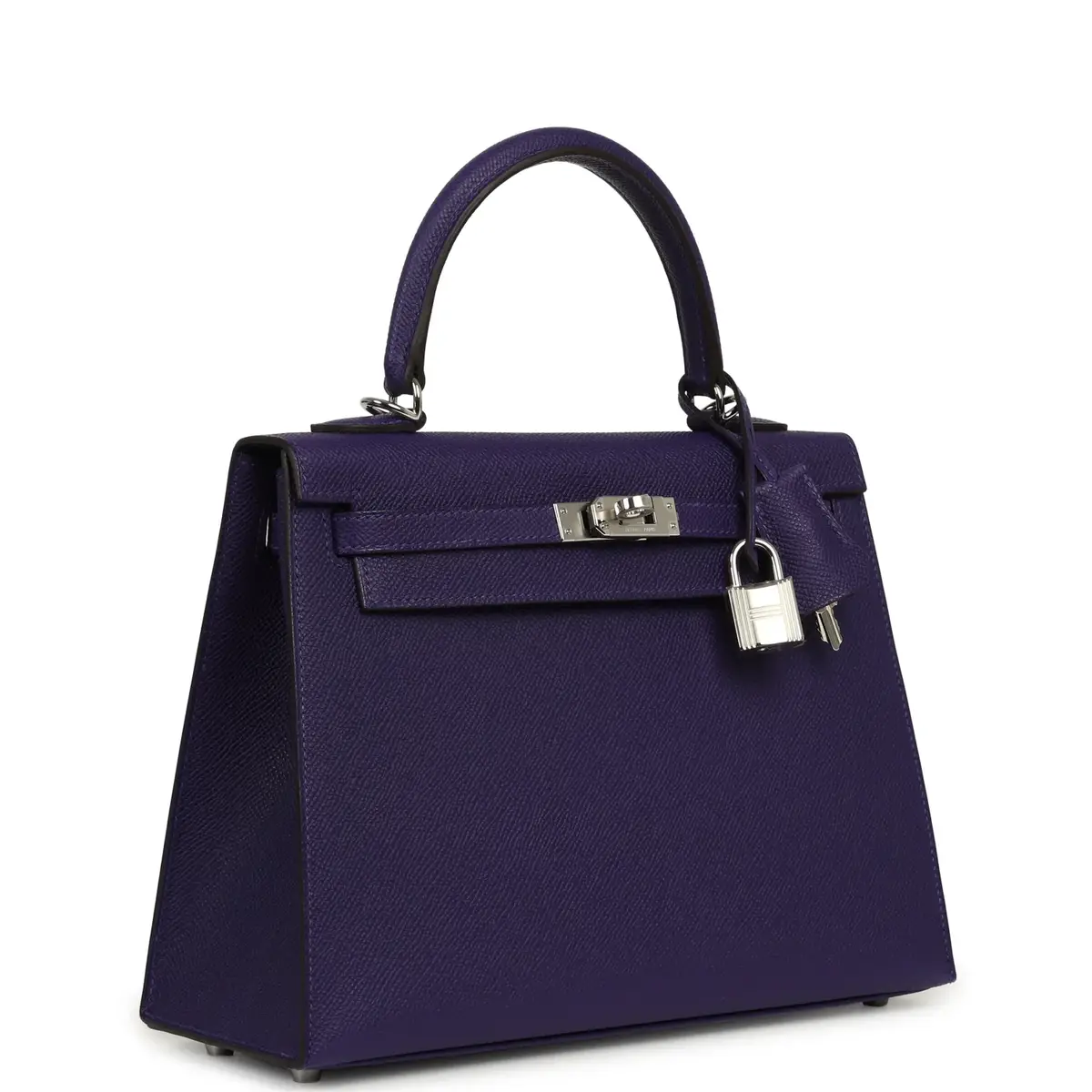 HERMÈS Hermes Kelly Sellier 25 Purple Epsom Palladium Hardware | Thumbnail 2