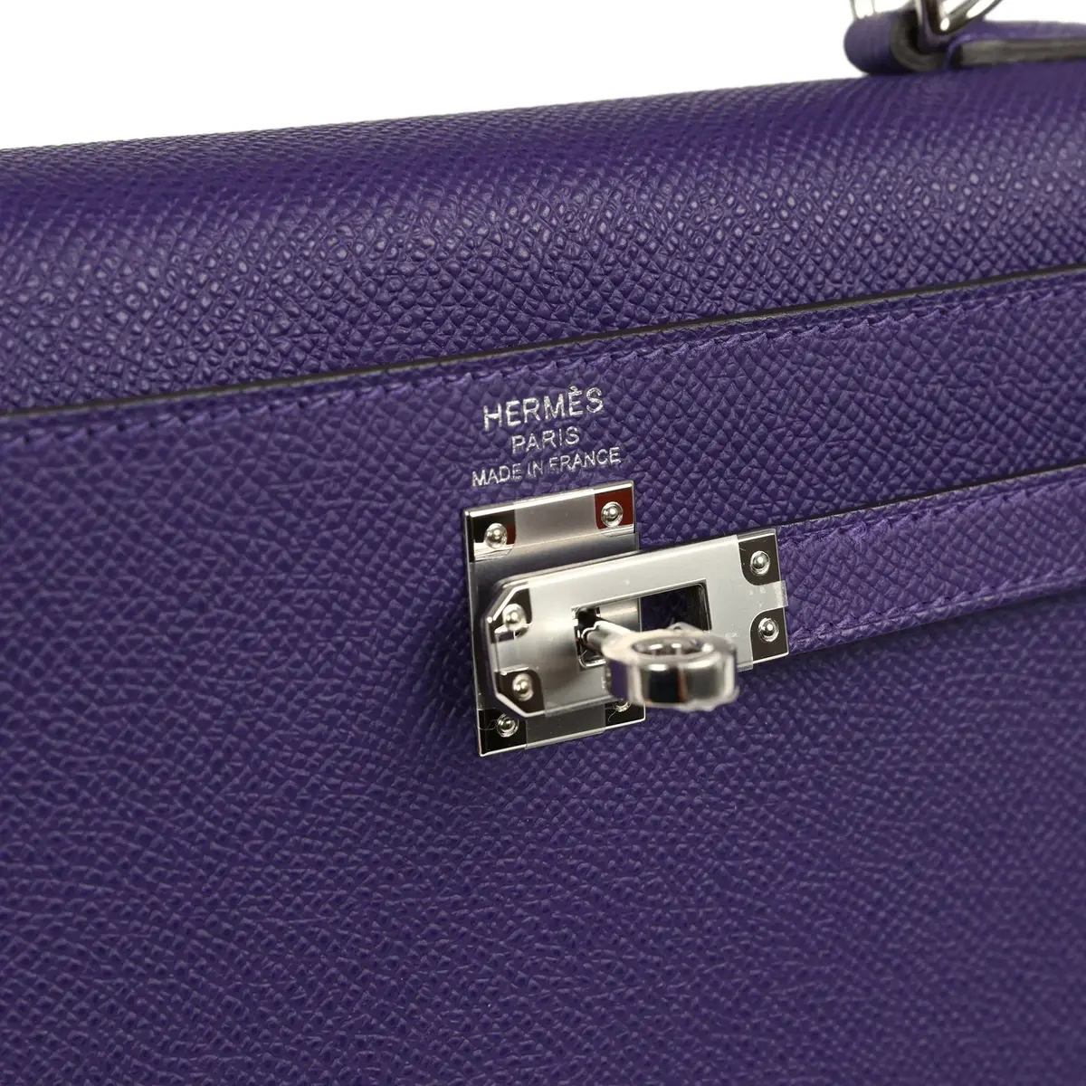 HERMÈS Hermes Kelly Sellier 25 Purple Epsom Palladium Hardware | Thumbnail 7
