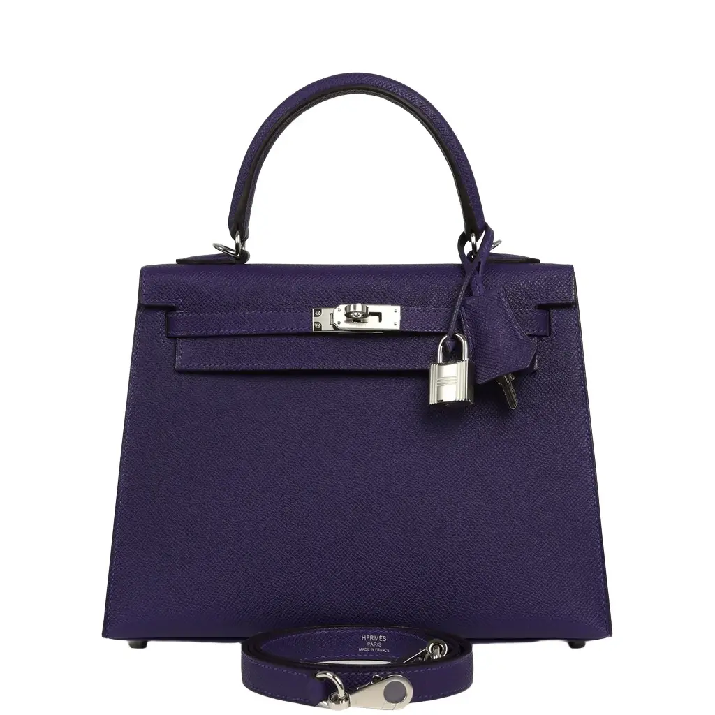 Hermes Kelly Sellier 25 Purple Epsom Palladium Hardware Hermes Kelly Sellier 25 Purple Epsom Palladium Hardware