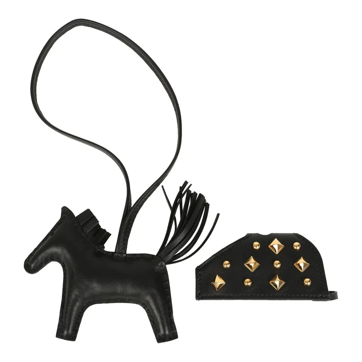 HERMÈS Hermes Rodeo Rock Bag Charm PM Black Milo Lambskin Gold Hardware | Thumbnail 3