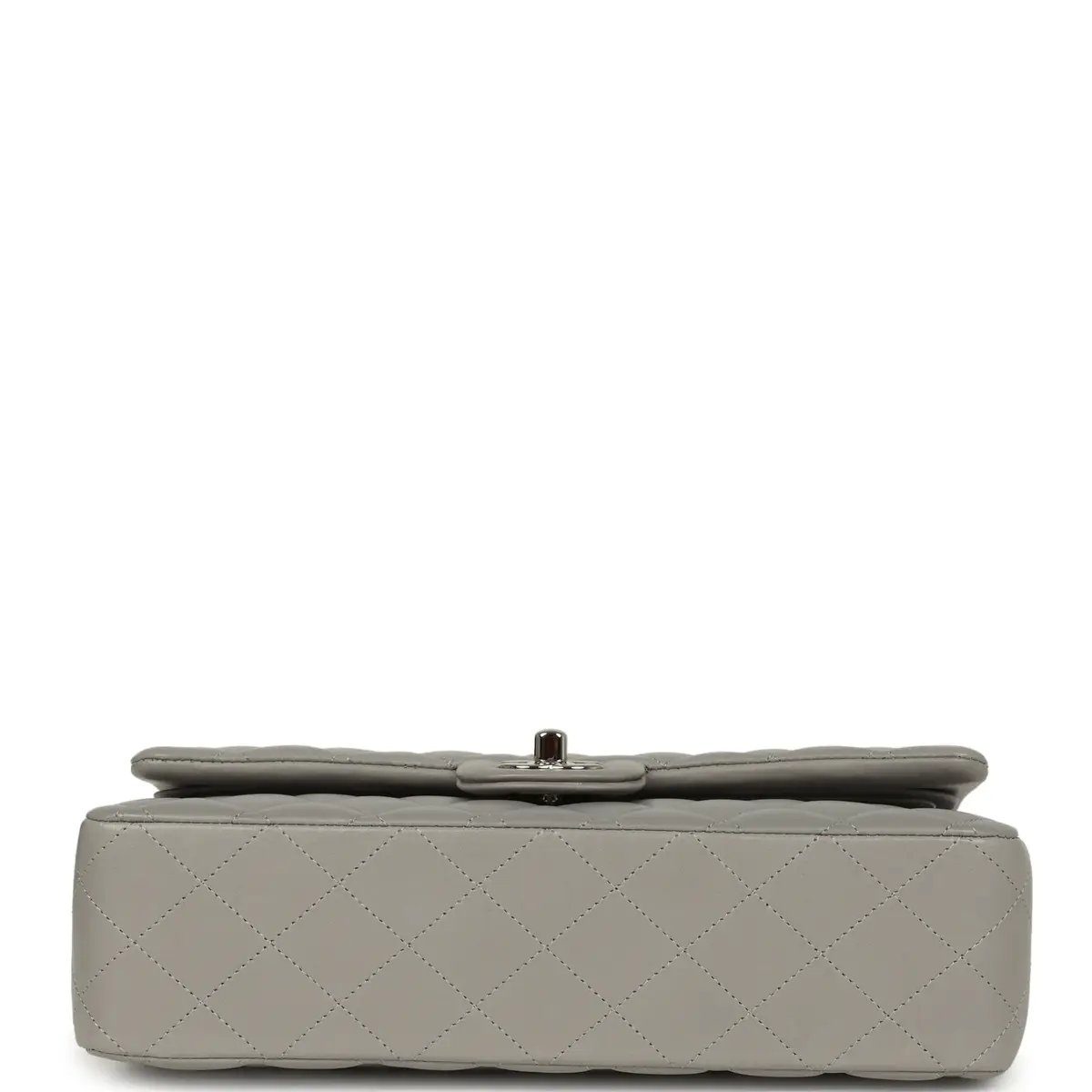 Chanel Pre-owned Chanel Medium Classic Double Flap Bag Light Grey Lambskin Silver Hardware | Thumbnail 6