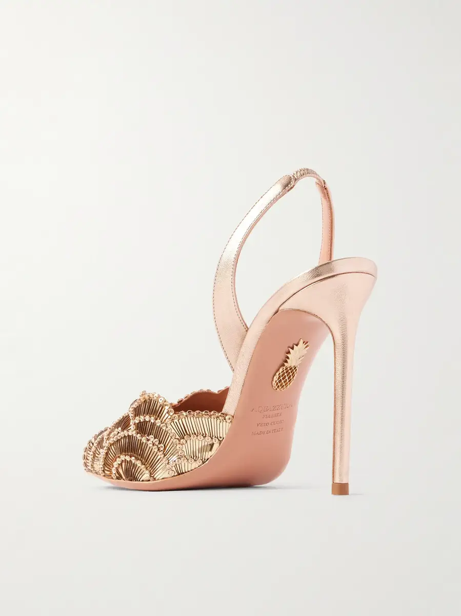 Aquazzura Ce Soir 105 sequin-embellished leather slingback sandals | Thumbnail 3