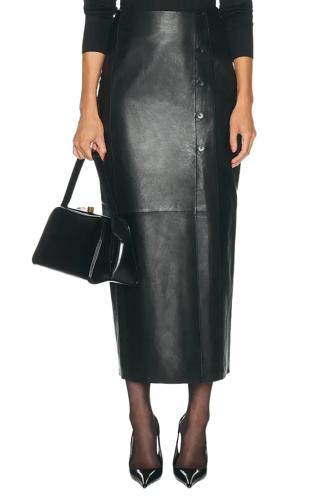 House of Dagmar Leather Wrap Skirt