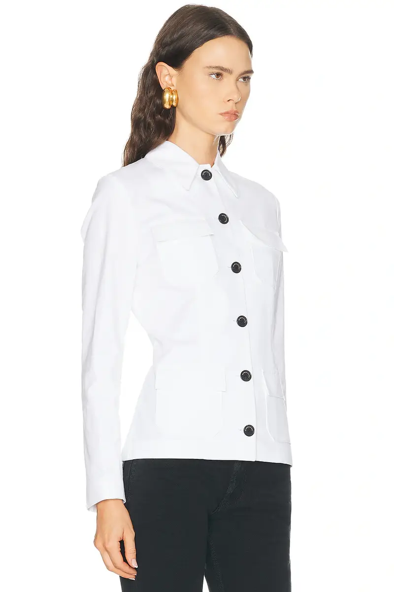 Brandon Maxwell Gage Fitted Button Up Jacket | Thumbnail 2