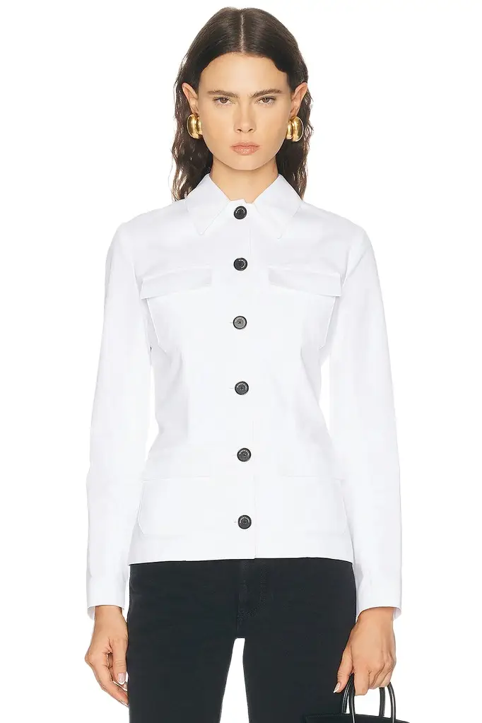 Brandon Maxwell Gage Fitted Button Up Jacket