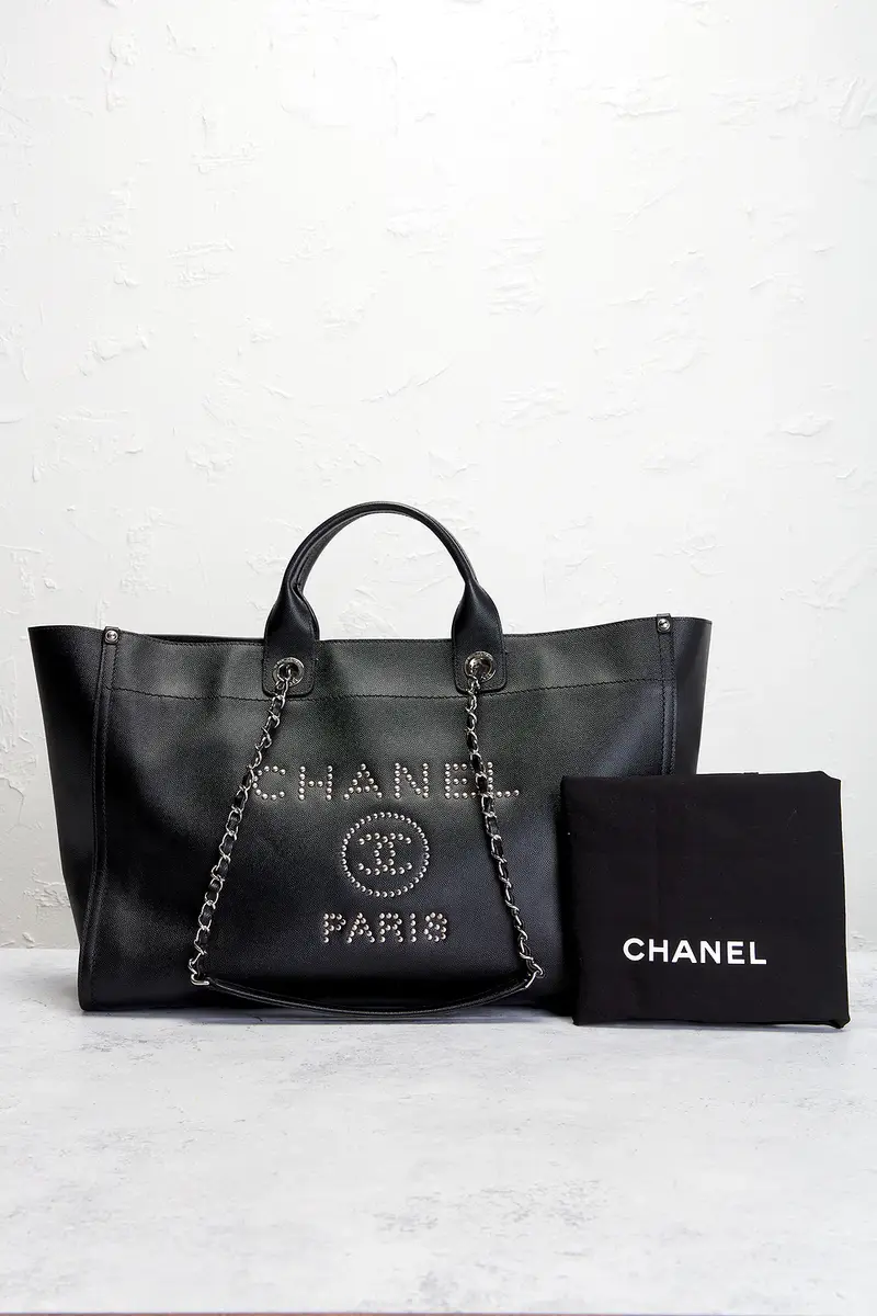 Chanel Chanel Studded Caviar Large Deauville Tote Bag | Thumbnail 9 Chanel Chanel Studded Caviar Large Deauville Tote Bag | Thumbnail 9