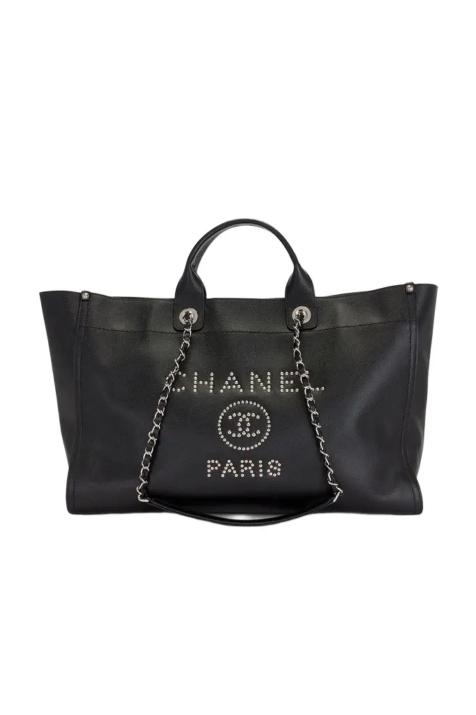 Chanel Studded Caviar Large Deauville Tote Bag Chanel Studded Caviar Large Deauville Tote Bag
