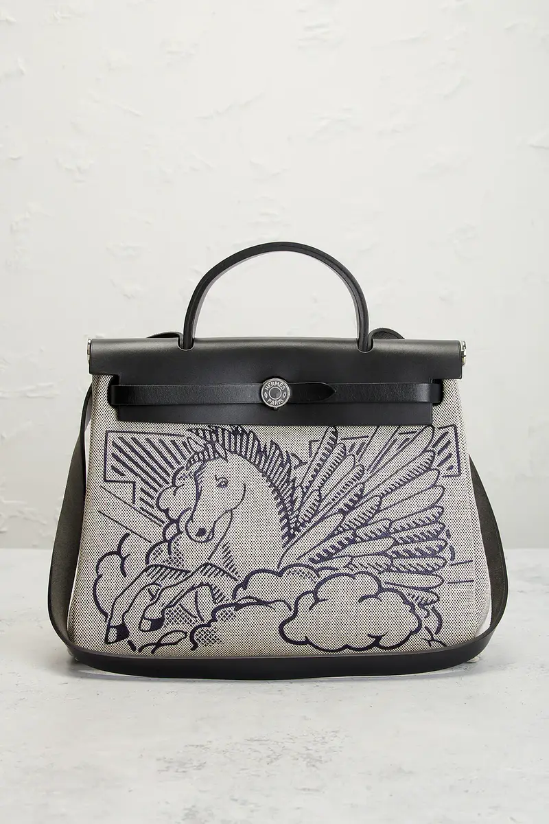 HERMÈS Hermes Toile & Leather Pegase Pop Herbag Zip 31 Handbag | Thumbnail 2 HERMÈS Hermes Toile & Leather Pegase Pop Herbag Zip 31 Handbag | Thumbnail 2