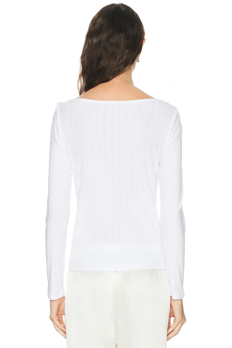 LESET Pointelle Long Sleeve Bateau Top | Thumbnail 3 LESET Pointelle Long Sleeve Bateau Top | Thumbnail 3