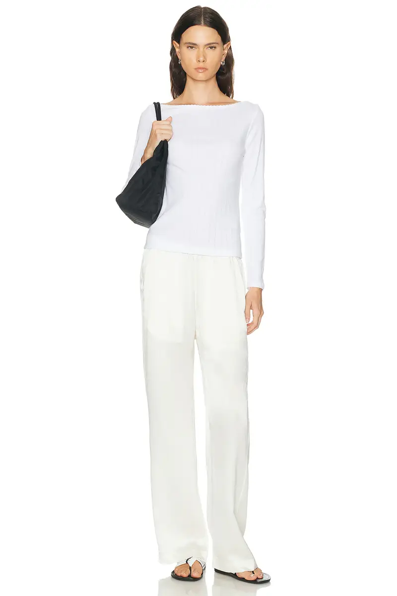 LESET Pointelle Long Sleeve Bateau Top | Thumbnail 4 LESET Pointelle Long Sleeve Bateau Top | Thumbnail 4
